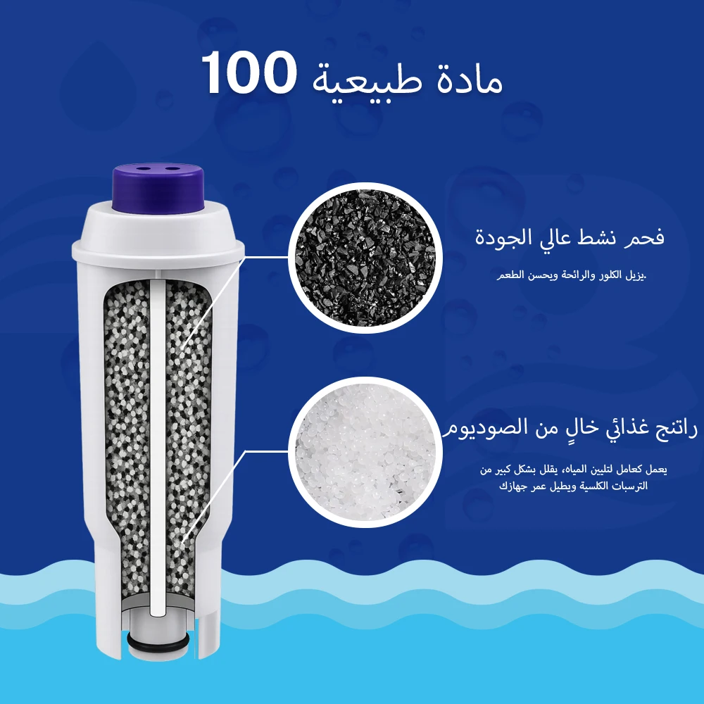 فلتر ماء فحم نشط لماكينة قهوة ديلونجي، يحسن مذاق ق...