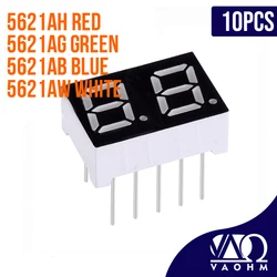 10PCS 5621AH 5612AB 5621AG 5621AW 0.56 Inch Common Cathode Two Digit Seven Segment Led Display Tube Red Blue Green White