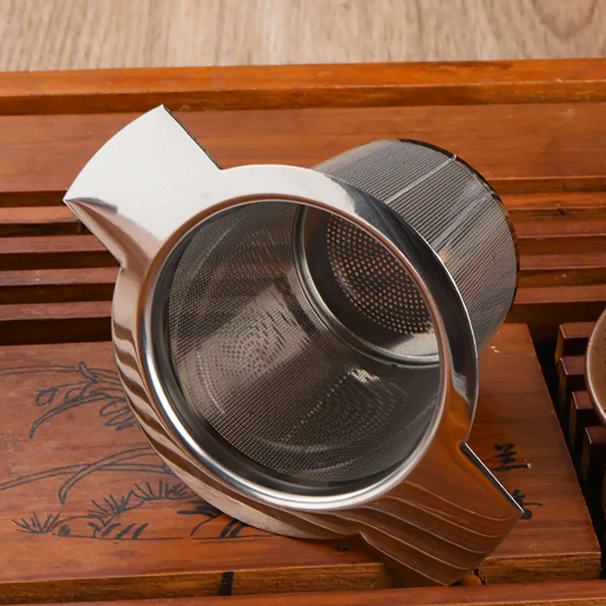 1pc Double Handles Stainless Steel Tea Infuser With Lid Fine Mesh Coffee Filter Teapot Cup Hanging Loose Leaf Tea Strainer Kitch