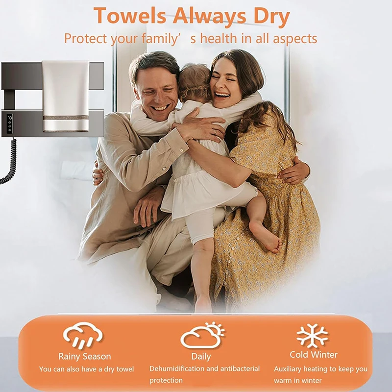 OXG electric heated towel rack heated bathroom towel rack drying dehumidification sterilization Digital display timer
