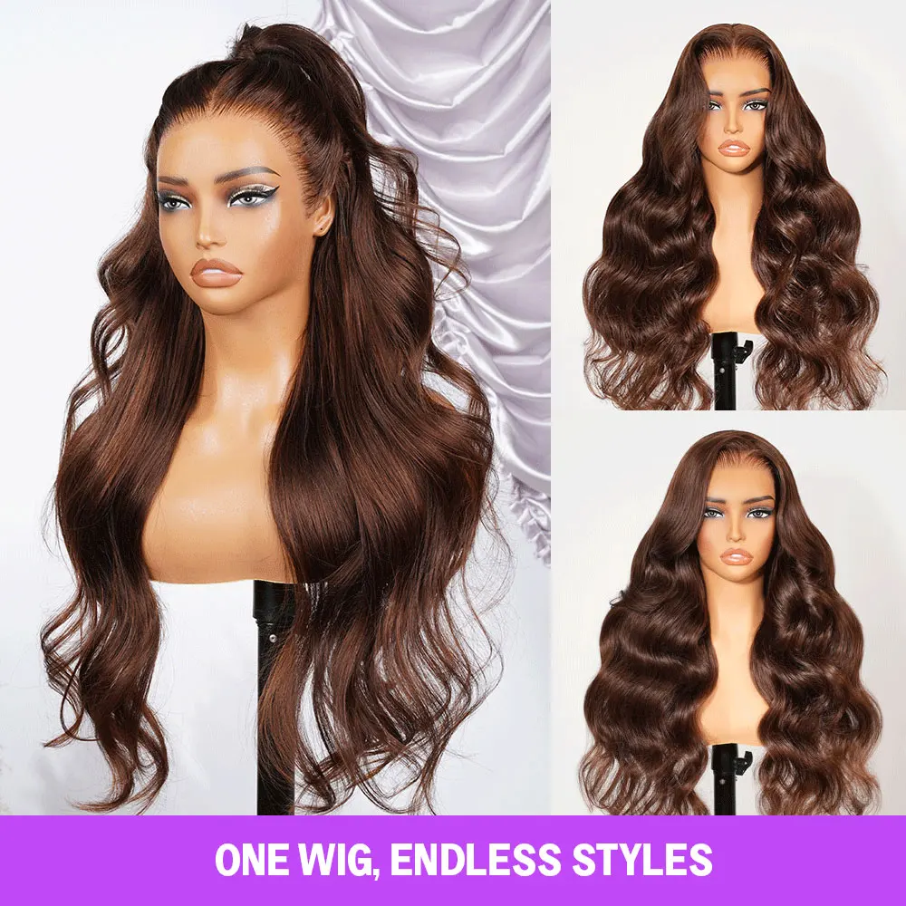 Chocolate Brown Glueless Body Wave Human Hair Wigs 13×4 Hd Lace Frontal Wigs Human Hair Pre-Plucked Ready To Wear For Black Wome 3