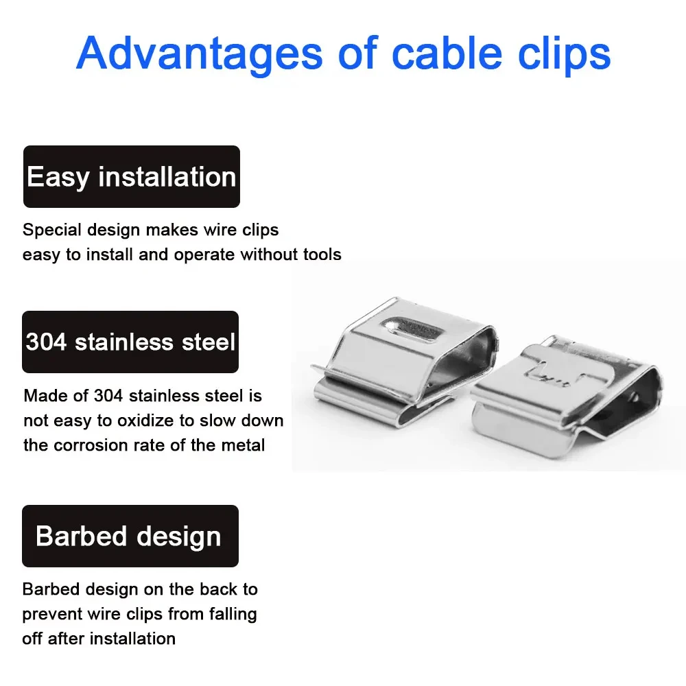 Solar Panel Clips 50/100PCS Stainless Steel Solar Panel Wire Clip Photovoltaic Cable Clip 4 mm&sup2; 2 Wires Outdoor Cable Clamp Solar Mount DIY