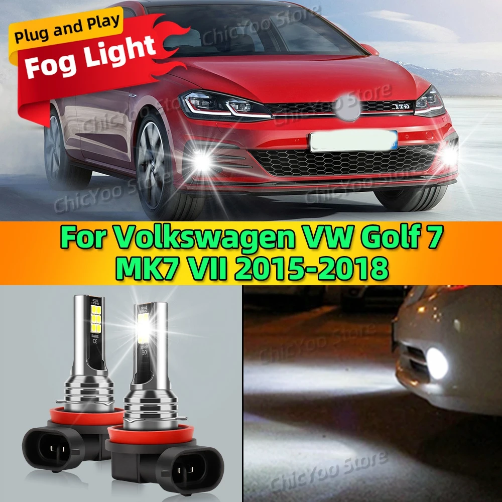 2Pcs 6000K Front Fog Light LED Bulb Canbus Car Lamp For Volkswagen VW Golf 7 MK7 VII 2015 Plug and Play