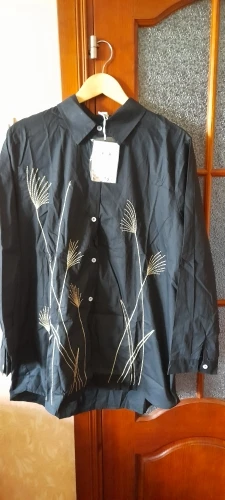 Plus Size Vintage Grass Embroidery Ice Silk Cotton Blouse photo review