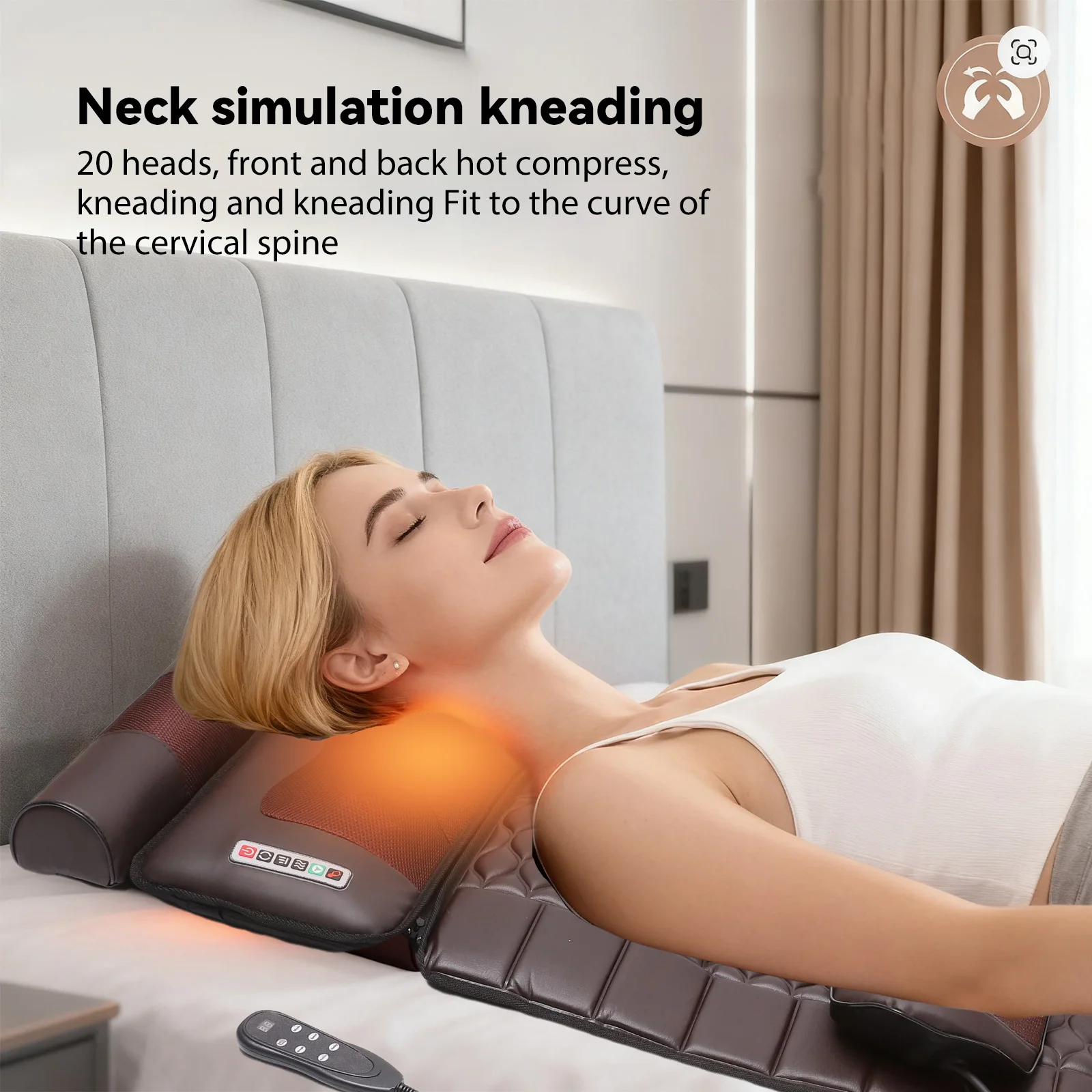 Elektrische Ganzkörper-Massagematratze mit Heizfunktion, Handsteuerung, Schulter-, Nacken-, Taillen-Airbag, Rücken-Knet- und Vibrationsmassagekissen – Detail 7