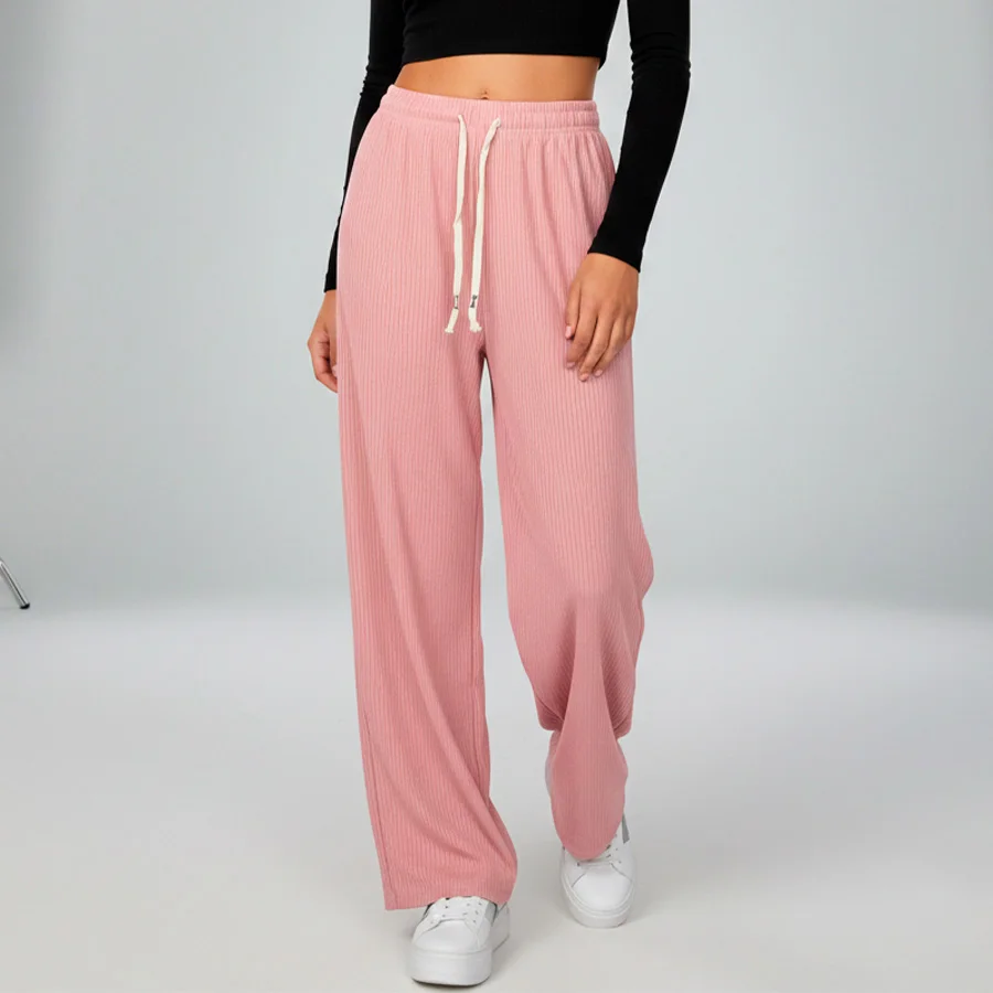 Pantalón Palazzo Acanalado con Cordón – Soft & Chic