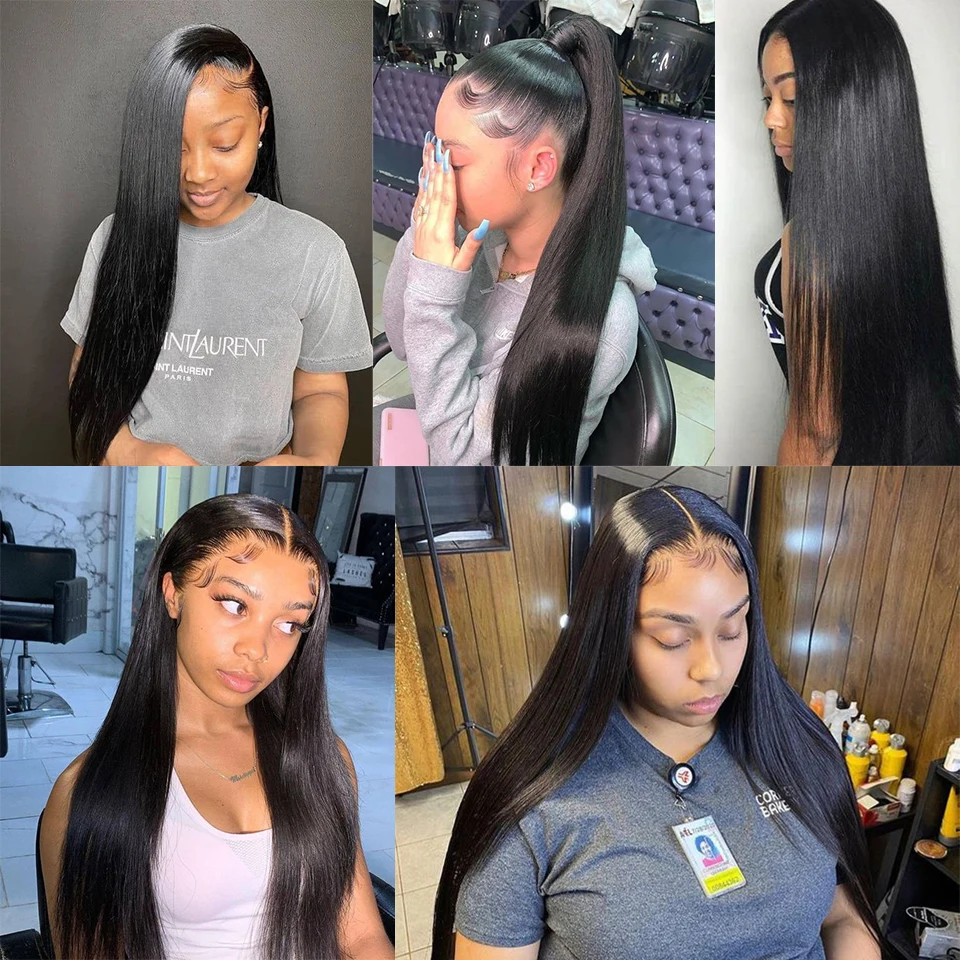 Burgundy Lace Front Human Hair Wigs 99J Straight HD Transparent 4X4 Lace Closure Wig For Women Pre Plucked Remy Colored 30inch