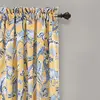 52" W x 84" L Light Filtering Window Panels, Pair, Blue Toile Curtains with Floral Bird Print, Ideal for Grandmillennial, French 4