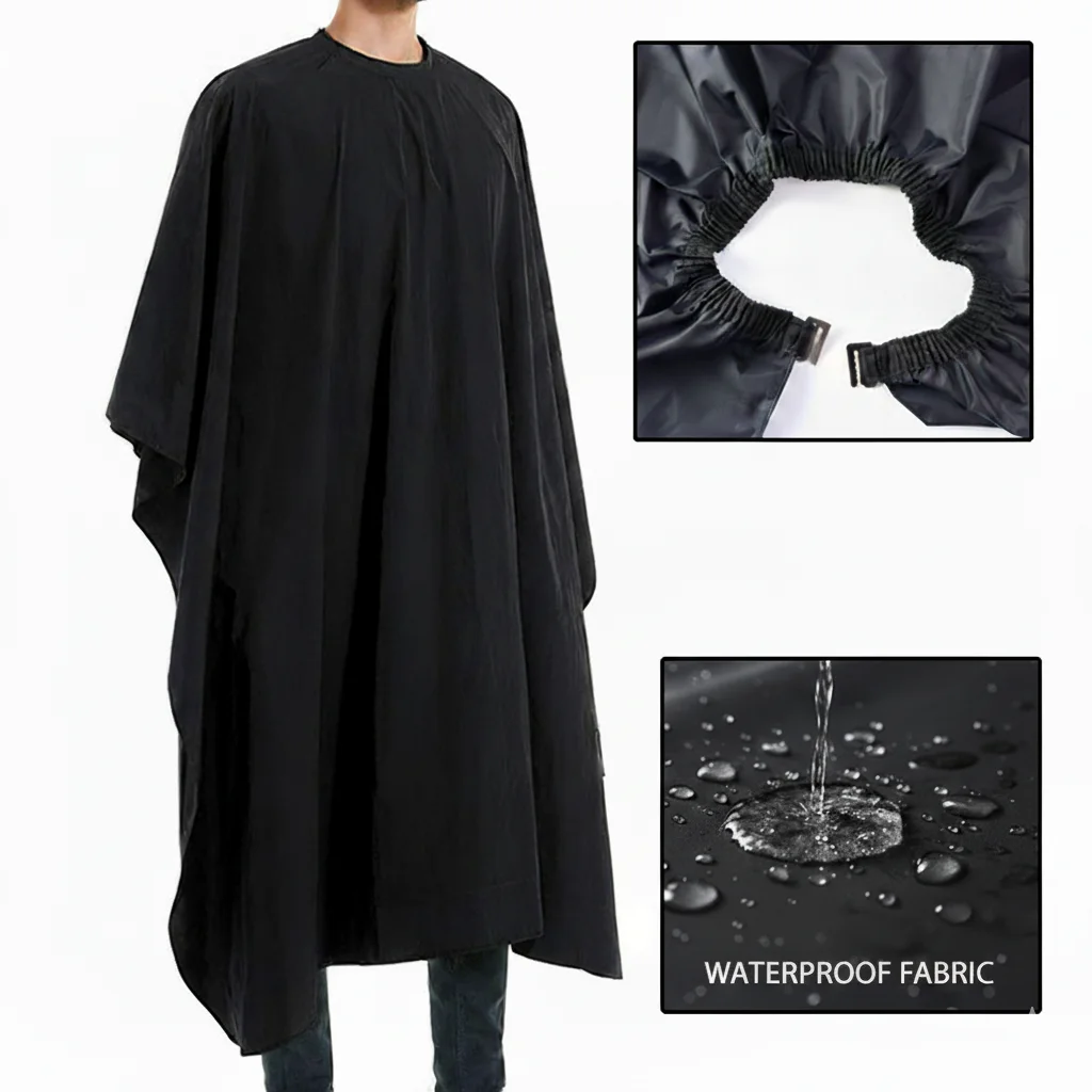 블랙 미용 케이프 전문 헤어 살롱 이발사 천 랩 보호 가운 앞치마 방수 커팅 가운 헤어 천 랩
