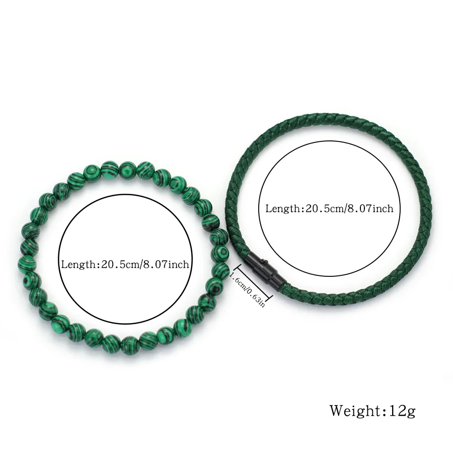 Malachite Red Howlite Stone Wrap Bracelet for Men