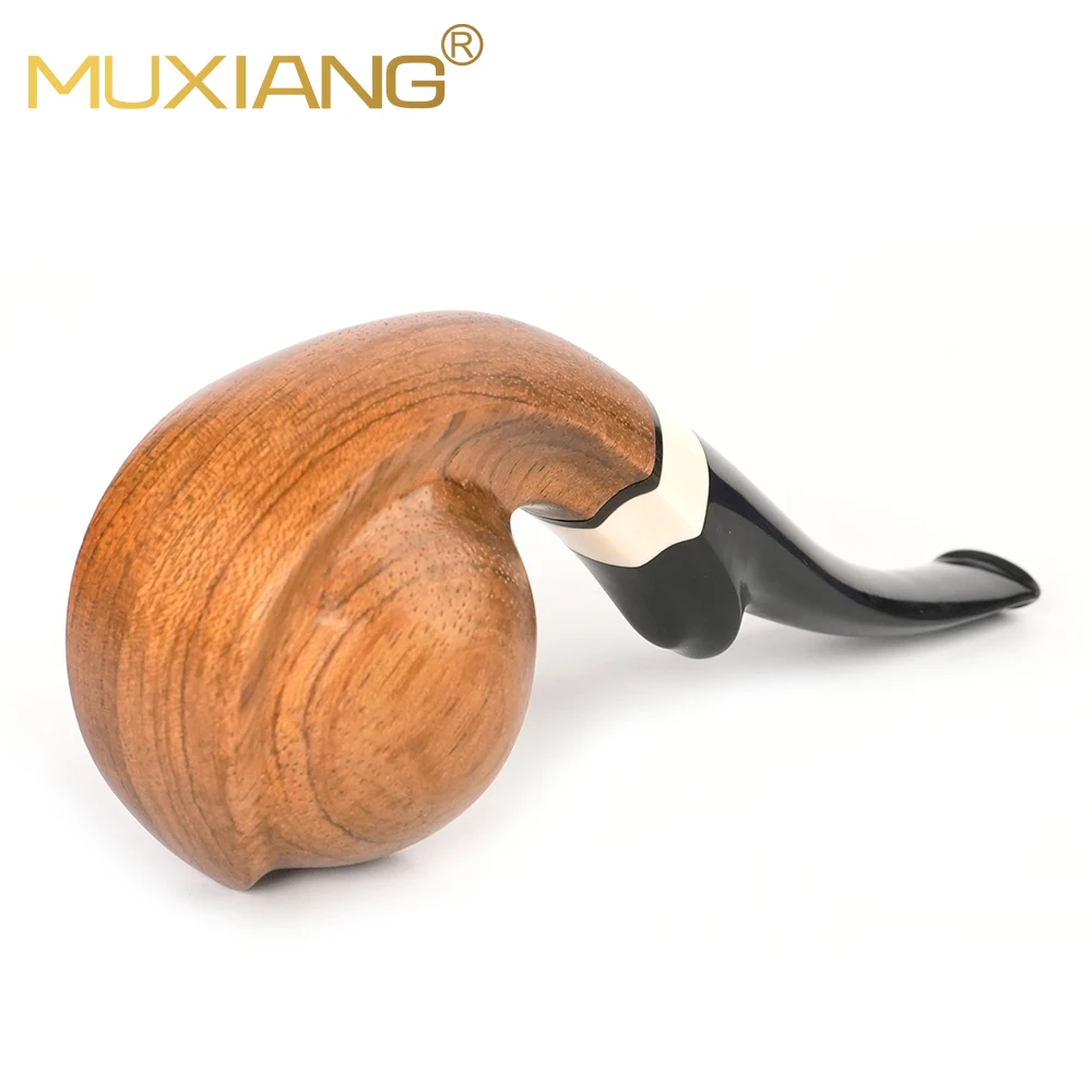 MUXIANG 로즈우드 담배 파이프, 손으로 조각한 담배 파이프, 3mm 파이프 채널, 곡선 핸들 파이프, 조각 파이프 입구, 아버지 선물