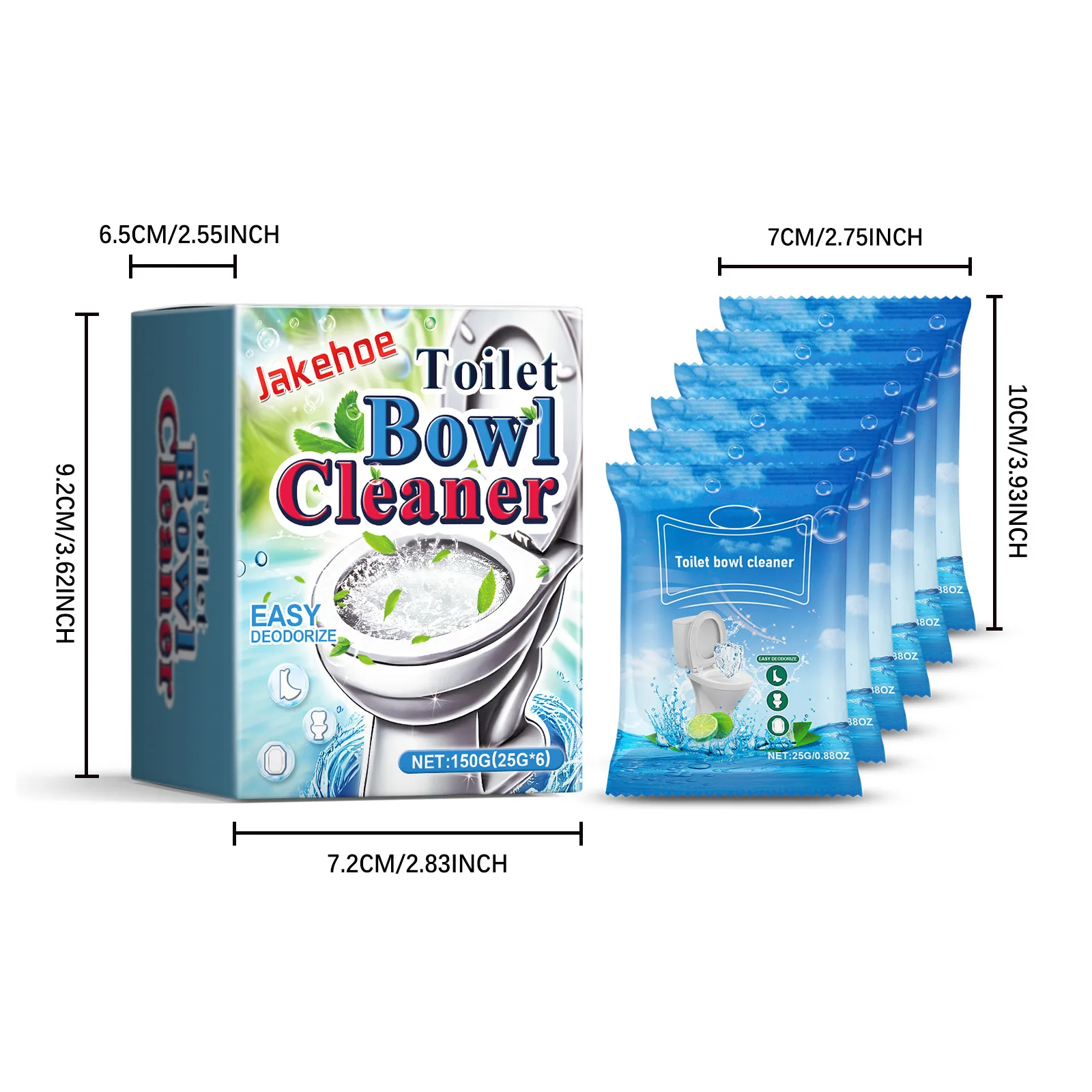 Jakehoe 6pcs Toilet Bowl Cleaning Powder Urine Yellow Dirt Remover Tank Deodorant Air Refreshing Toilet Cleaning Foaming Powder