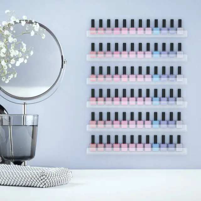 Produktbild von LikeU Nagellackregal - 2er Set, Wandmontiert Mit Rutschfesten Einsätzen Für Bis Zu 30 Flaschen