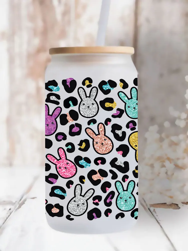 UV DTF Transfer Sticker Easter Rabbit For The 16oz Libbey Glasses Wraps Bottles Cup Can DIY Waterproof Decals D12894