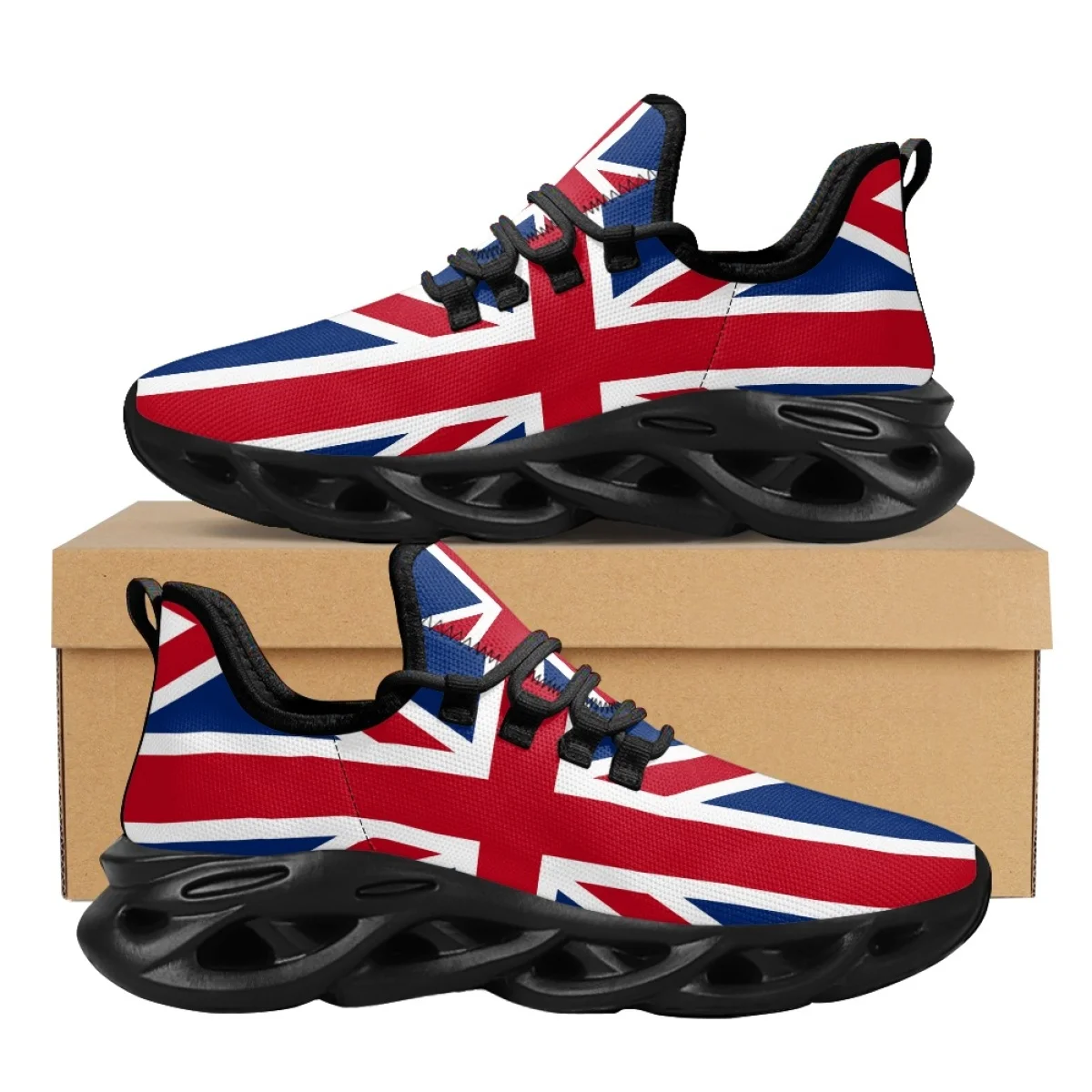 

England Country Flag Pattern Tennis Shoes for Woman Men Four Seasons Shock Absorption Non-slip Vulcanized Shoes Tenis Masculino