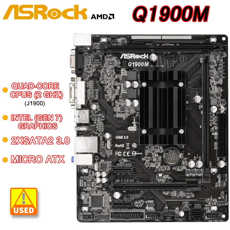 ASRockQ1900MmotherboardintegratedJ1900quadcoreCPUDDR316GB2