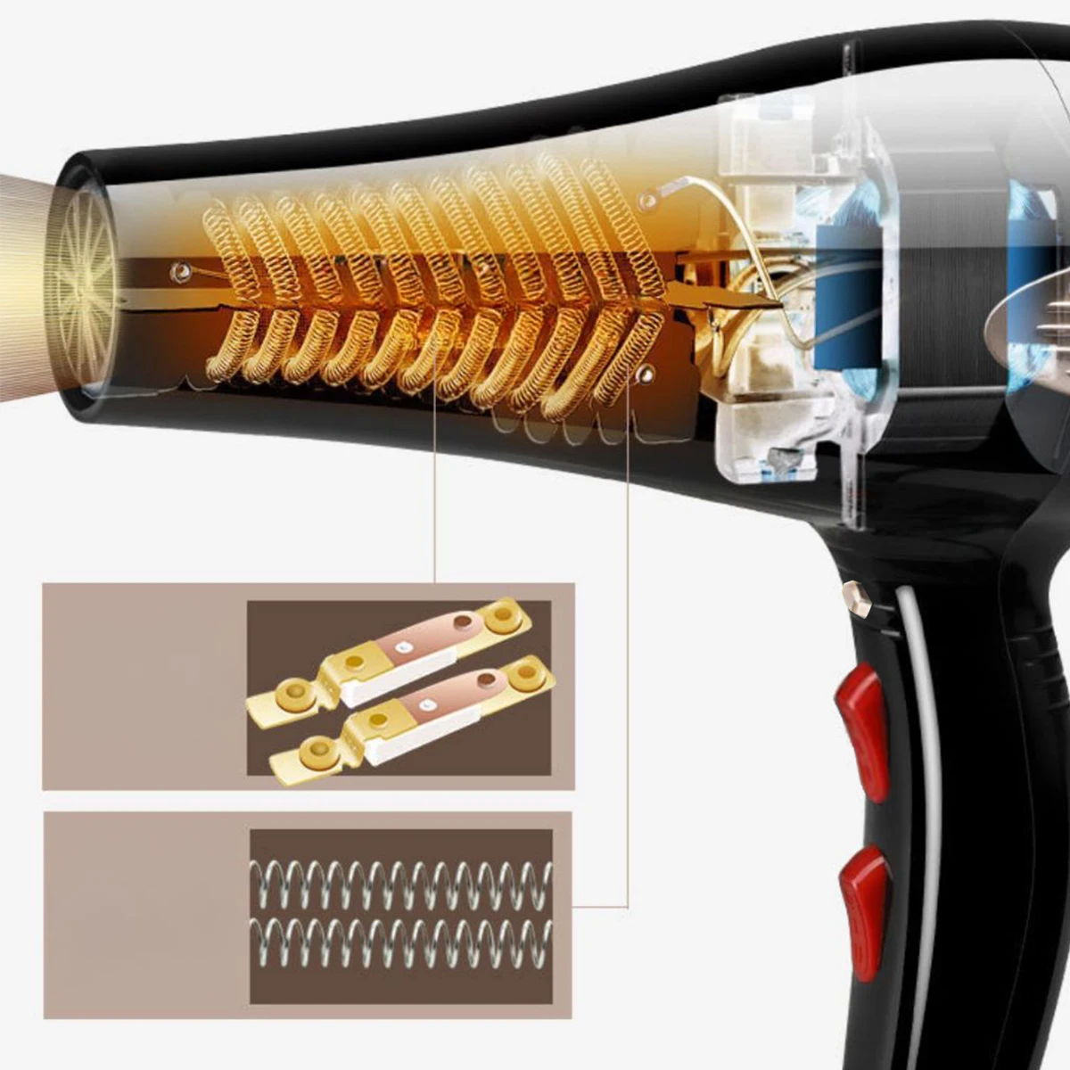 110V Professional Hair Dryer 6000W Curler Black ion Silent Voltage 110V