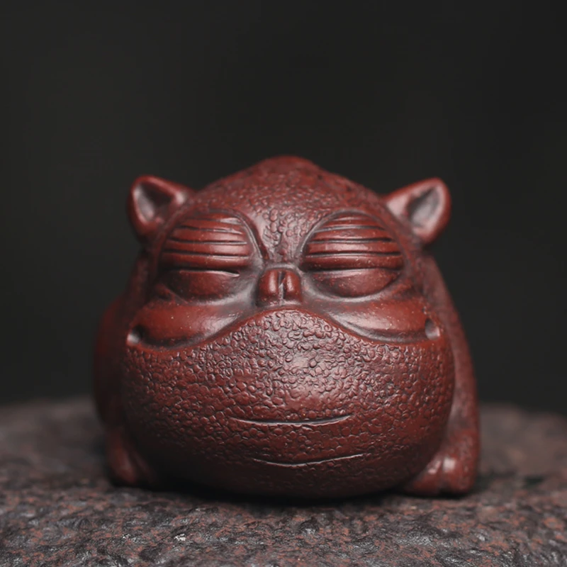 Fabulous Wild Beast Cute Red Tea Pet Spirit Figurines Tea Ceremony Utensils Chinese Room Decoration Accessories Zen Animal tea pet ornaments,room decor statues