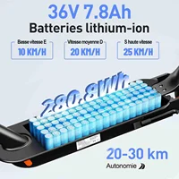 Trottinette électrique pour trajets urbains TODIMART T3, moteur puissant de 350W, batterie 36V, vitesse de 25 km/h, autonomie de 20 à 30 km, pneus en nid d'abeille, pliable, portable, trottinette électrique pour les trajets quotidiens 6