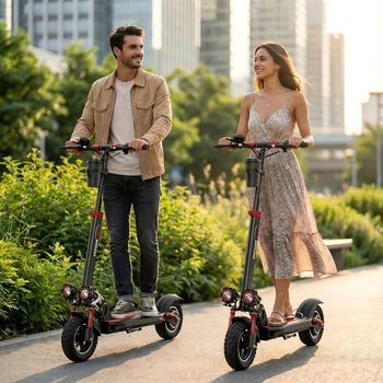 SUNNIGOO Scooter elettrico per pendolarismo per adulti Batteria al litio fuoristrada da 10 pollici 48V Velocità massima ​ ​ Sedile staccabile da 45 km/h pieghevole