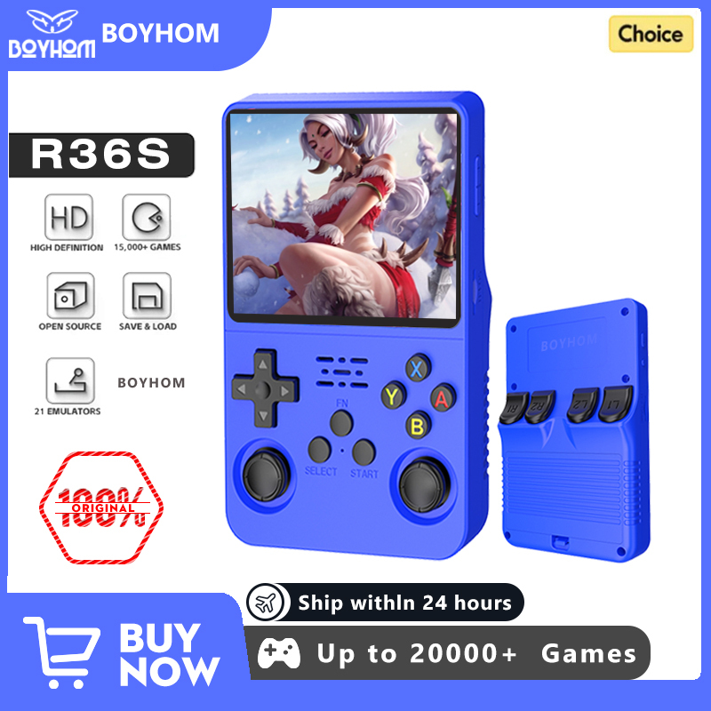 BOYHOM Open Source R36S Retro Handheld Game Console Linux System 3.5 Inch IPS Screen Portable Pocket Video Player 64GB Game gift