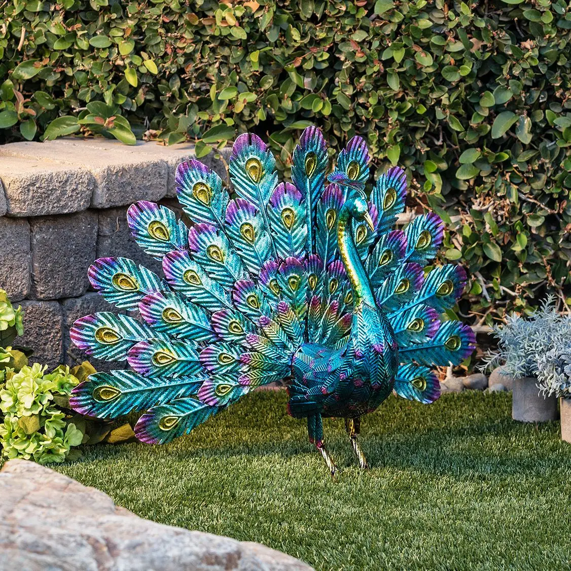 22 Inches Selfstanding Peacock Garden Statue, Outdoor Yard Art Decor (us Stock) Garden