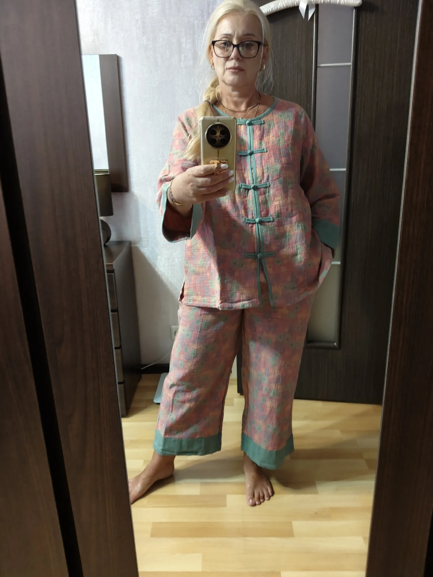 Chinese Style Cotton Long Sleeve Pajama Set photo review