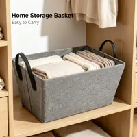 Polyester Storage Basket 40X15X20Cm Reinforced Pu Handles Rigid Structure Multipurpose for Toys Clothes Books Bathroom Bedroom 7