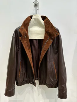 Autumn elegant women's high-end genuine leather sheepskin jacket