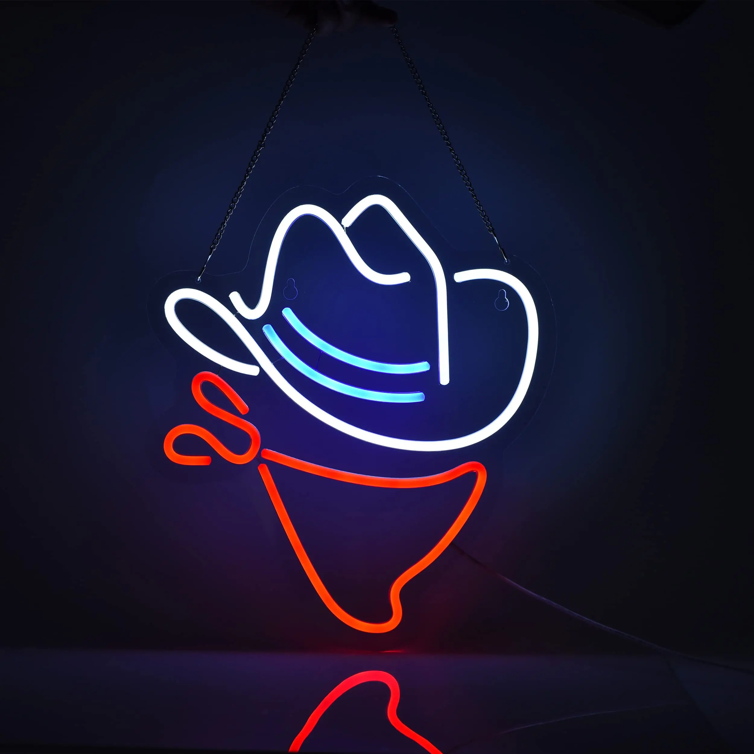 Cowboy Hat Scarf Neon Sign Acrylic Handmade Man Cave Beer Pub Bar Wall