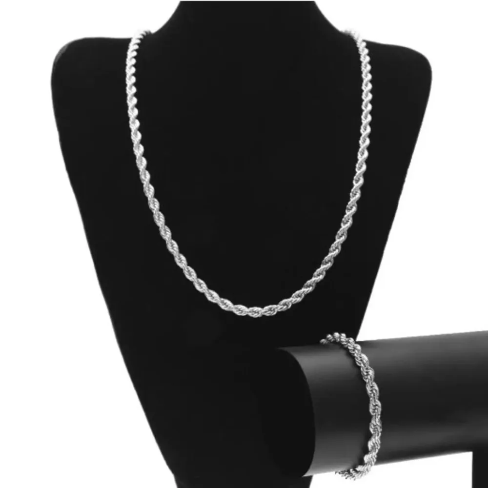 Cordão Baiano Infantil Masculino Feminino Unixex Prata 70 cm 3 mm Fina + Pulseira 20cm