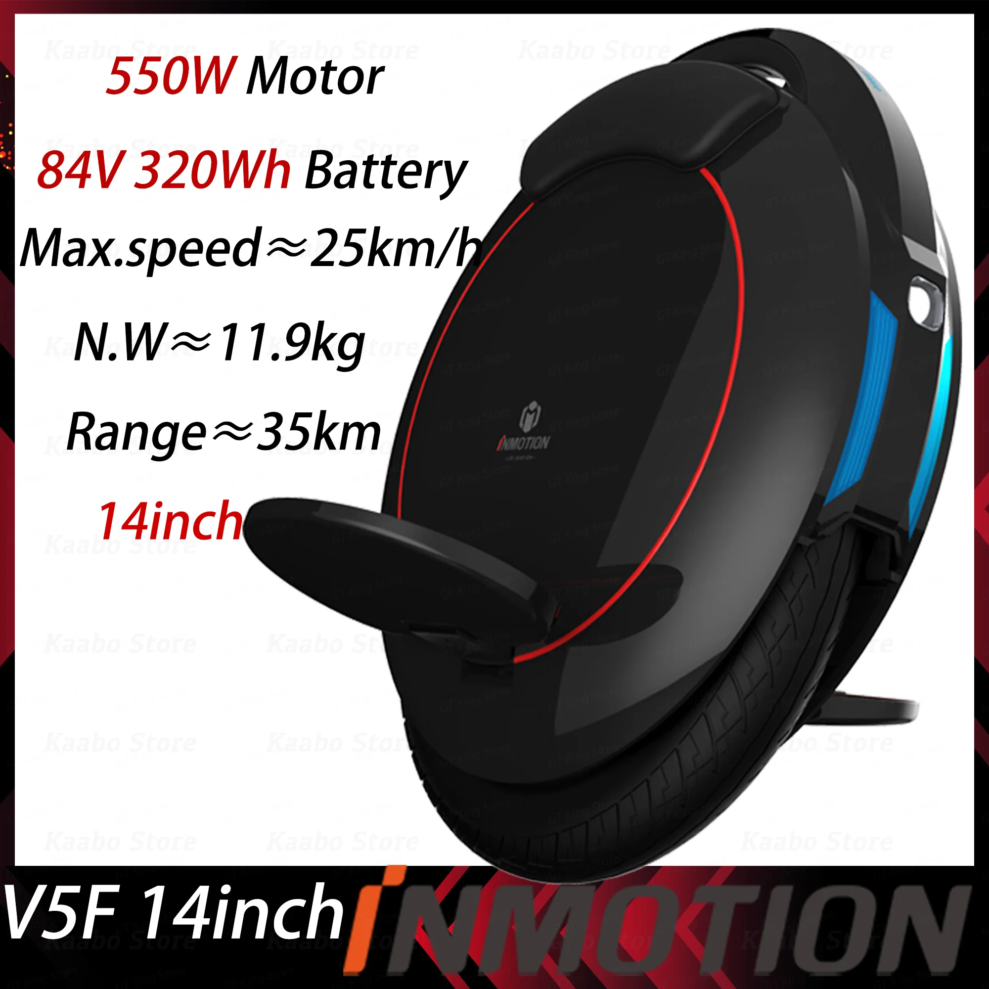 INMOTION Updated V5F Electric Unicycle Monowheel Onewheel Selfbalancing Scooter EUC With Decorative Lamps