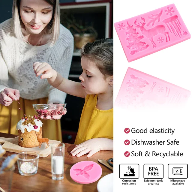 Karácsonyfa Hószilikon Penész Fenyő Kúpok Fondant Torta Díszítő Szerszámok Szarvas Csokoládé Gumpast Cukorkapenék - Image 5