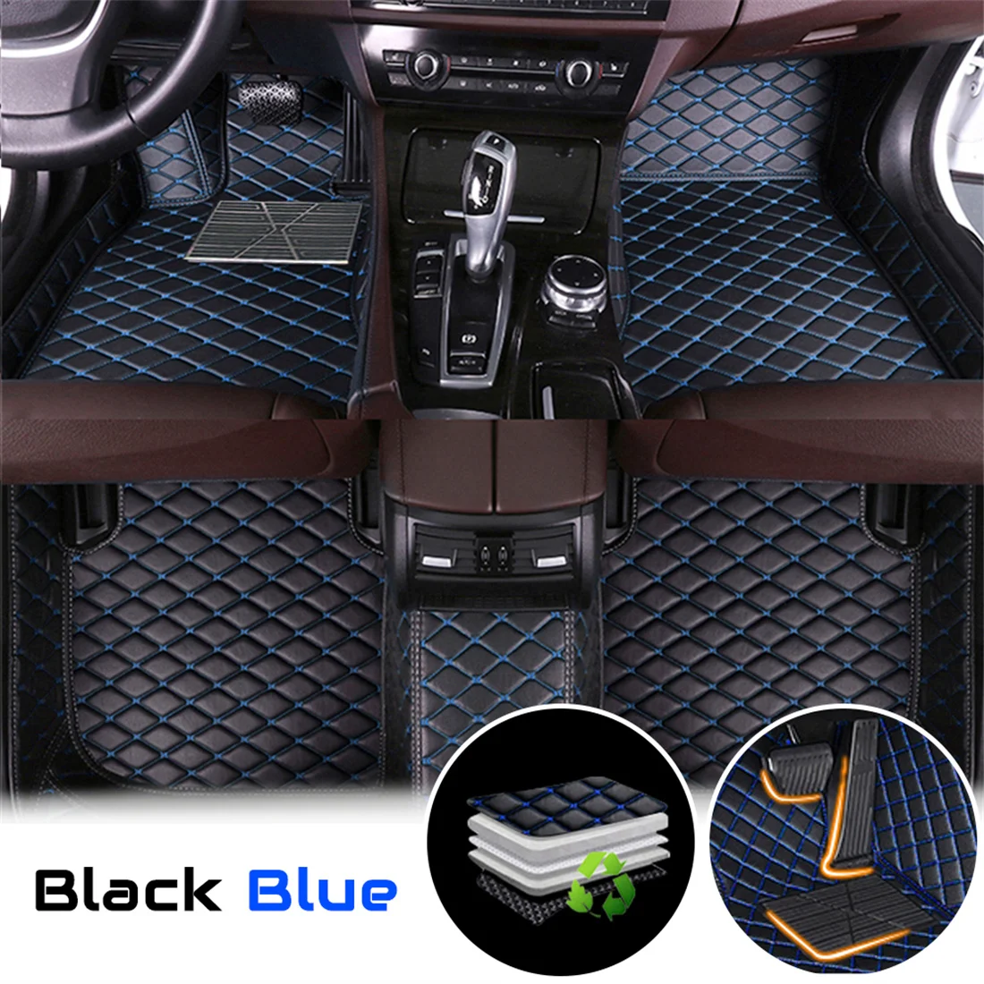 Auto-Fußmatten für BMW 5er 2011–2017 F10 Limousine F11 Touring 520i 523i 528i 530i 535i 550i 5-Sitzer PU-Leder-Automatte – Detail 8