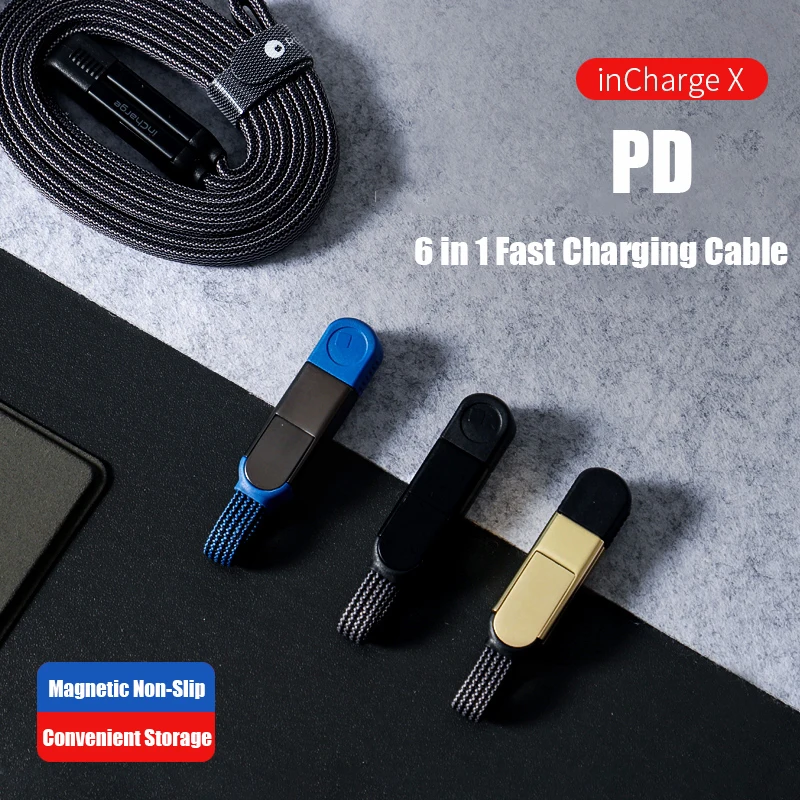 6 in 1 Keyring PD fast charging Adapter Charge Cable PD 100W USB micro Type C Data Transfer for Iphone Android