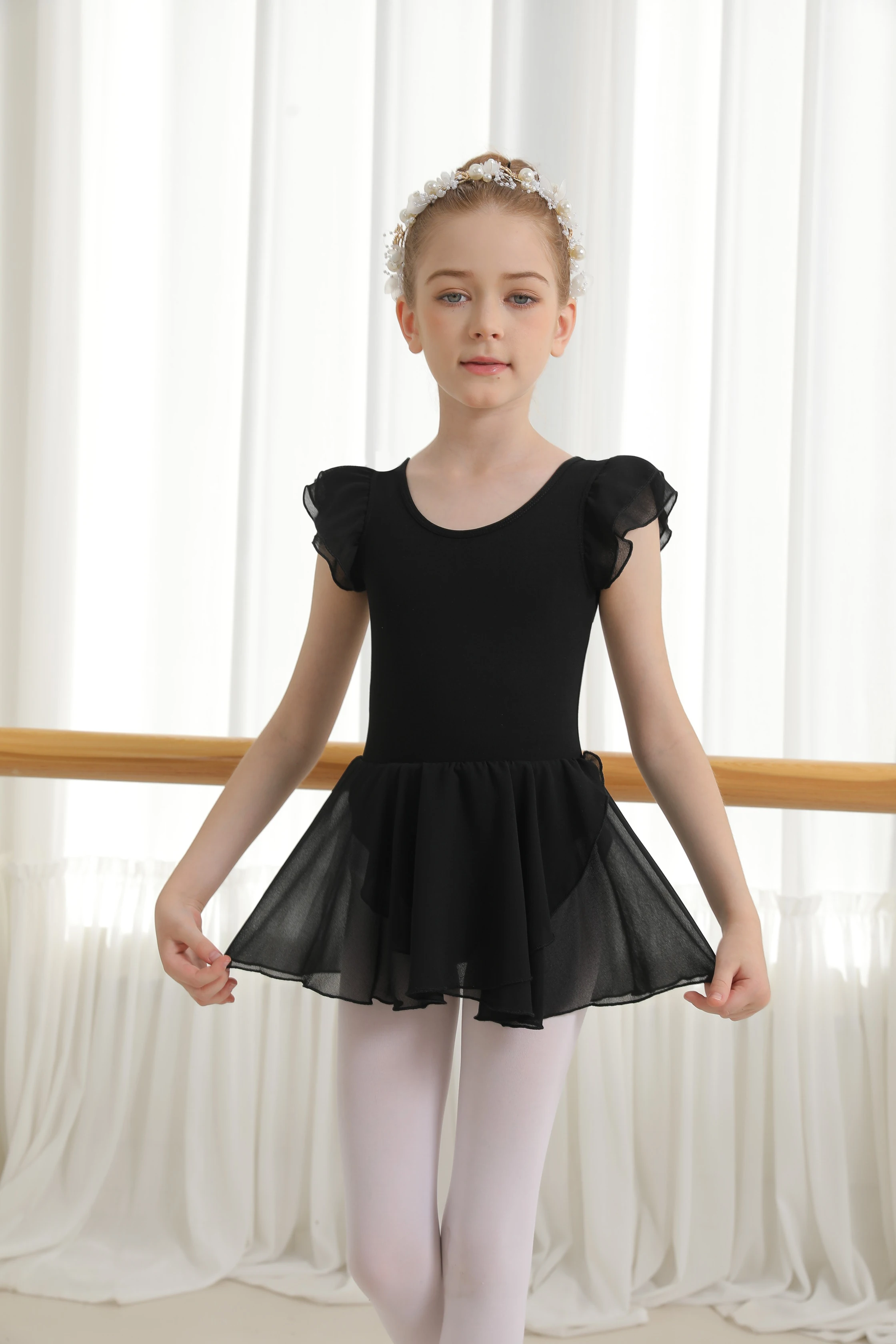 Mädchen Tank-Ballett-Trikots mit Rock, Kleinkind-Tanzkleid, süßer Schmetterlings-Hohlrücken – Detail 4