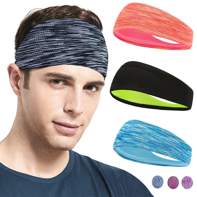 3PCS Sweatband for Men Women Elastic Sport Hairbands Head Band Yoga Headbands Headwear Headwrap