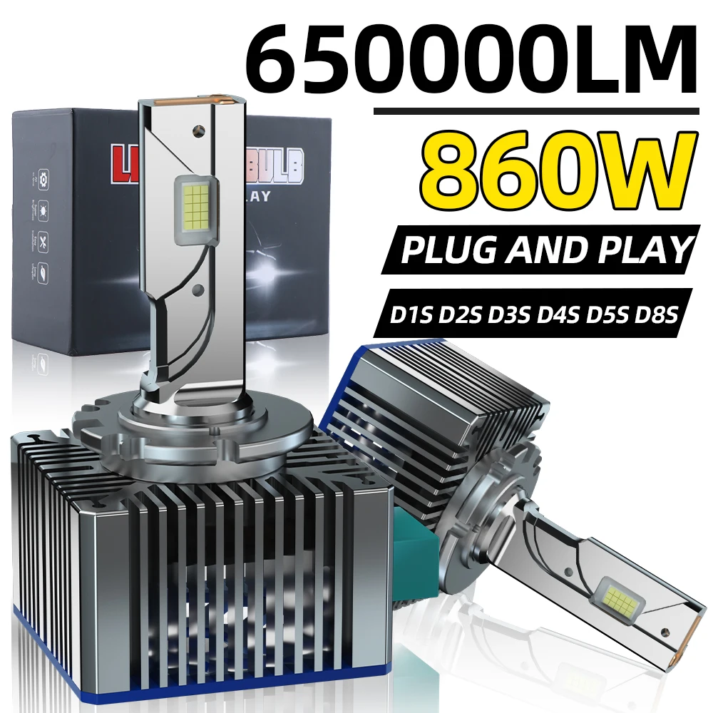650000Lm D3S Led D1S D2S D4S D5S D8S Led 860W Fari Hid D1R D2R D3R D4R D5R D8R Lampadina Canbus Car Light Auto 6500K 12V 24V