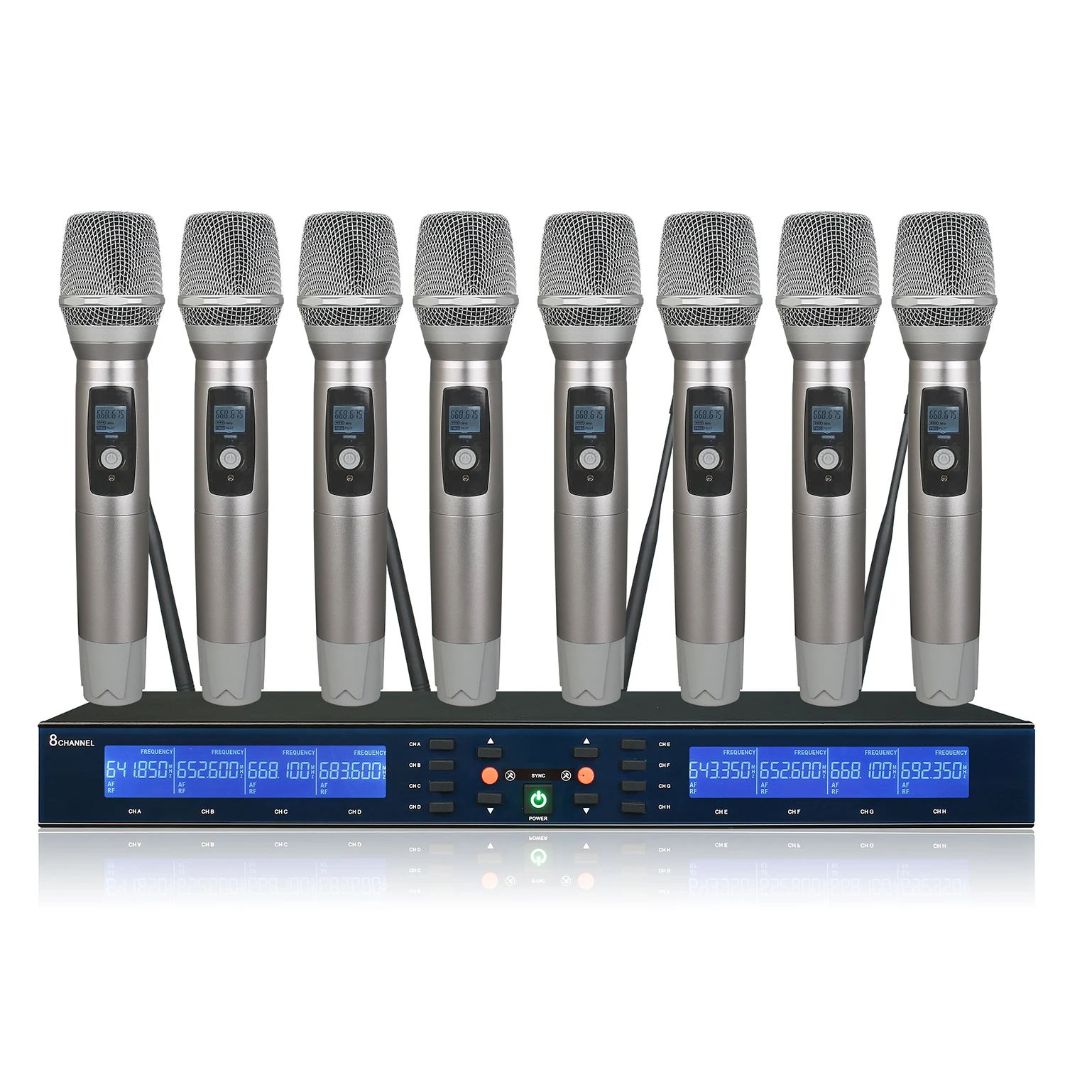 Professional Uhf Wireless Microphone 8 Channel Handheld Microphone