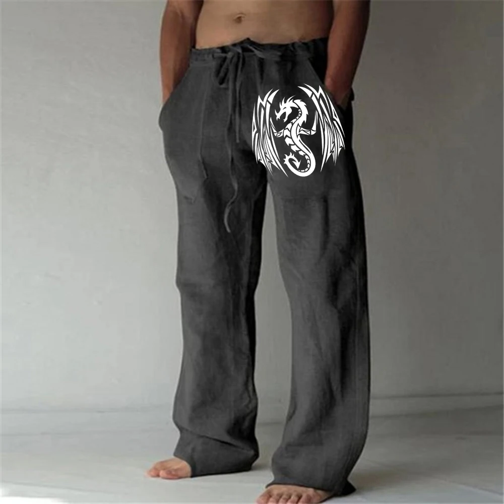 

Men's Dragon Straight Trousers 3D Print Elastic Drawstring Design Front Graphic Pocket Pants Animal Pattern Comfort Soft