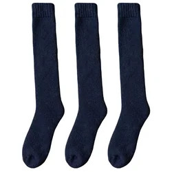 Men's Luxury Winter Wool Knee - High Socks - 3 Pairs - SIZE 40 - 46 (Dark Navy Blue)