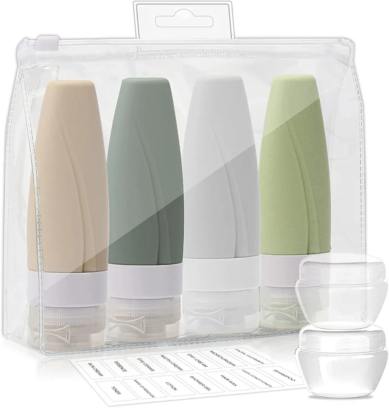 

4PC Silicone Travel Bottles Set for Toiletries Approved Leakproof Squeezable Refillable Travel Accessories 2oz Travel Containers