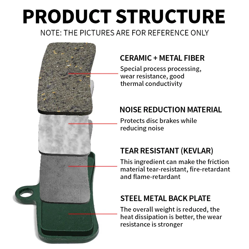Bicycle Disc Brake Pads Brake Pads Bike Brake Pads Ceramic Brake Pads for Shimano D01S D03S Disc Brake Pads MTB E-Bike 4 Piston Hydraulic Pad Resin Sintered
