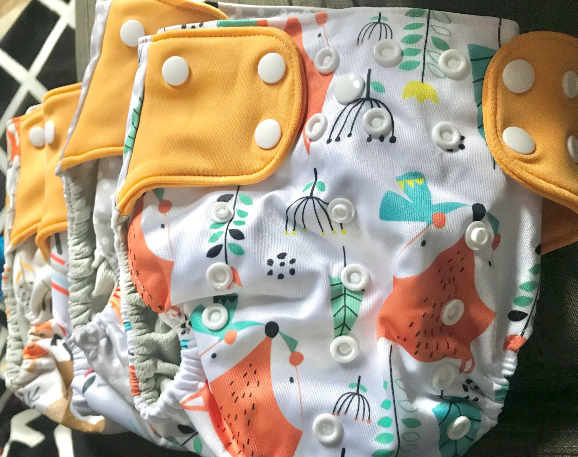 Elinfant ECO-friendly New 4pcs/set Washable coffee Mesh Cloth pocket Diaper Adjustable Reusable fralda ecologica