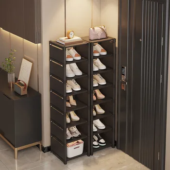 Organizzatore di scarpe a più strati Utilizzare alla porta Scarpiera Organizzatore Scaffale in tessuto non tessuto Scaffale impilabile Risparmio di spazio regolabile 1
