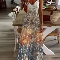הדפס גיאומטרי טרי מודפס שמלה ארוכה שמלת קיץ חופשת הקיץ של קרסול חוף באורך קרסול חוף ושמלת חוף הים 3