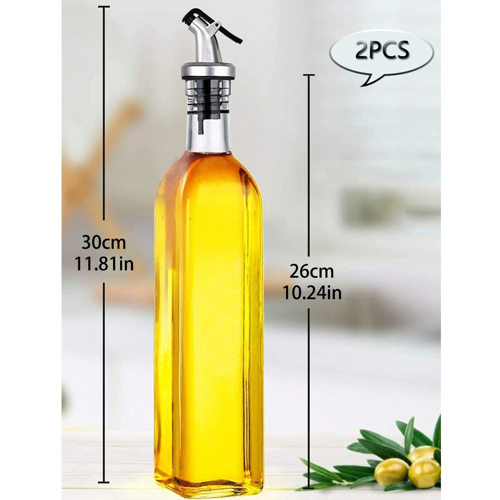 Oil Spray Dispenser Oil Container Food Storage Container 2Pcs 17oz Olive Oil Dispenser Bottle Oil Vinegar Dispenser Set For Kitchen 2 Spout Funnel Pen Labels