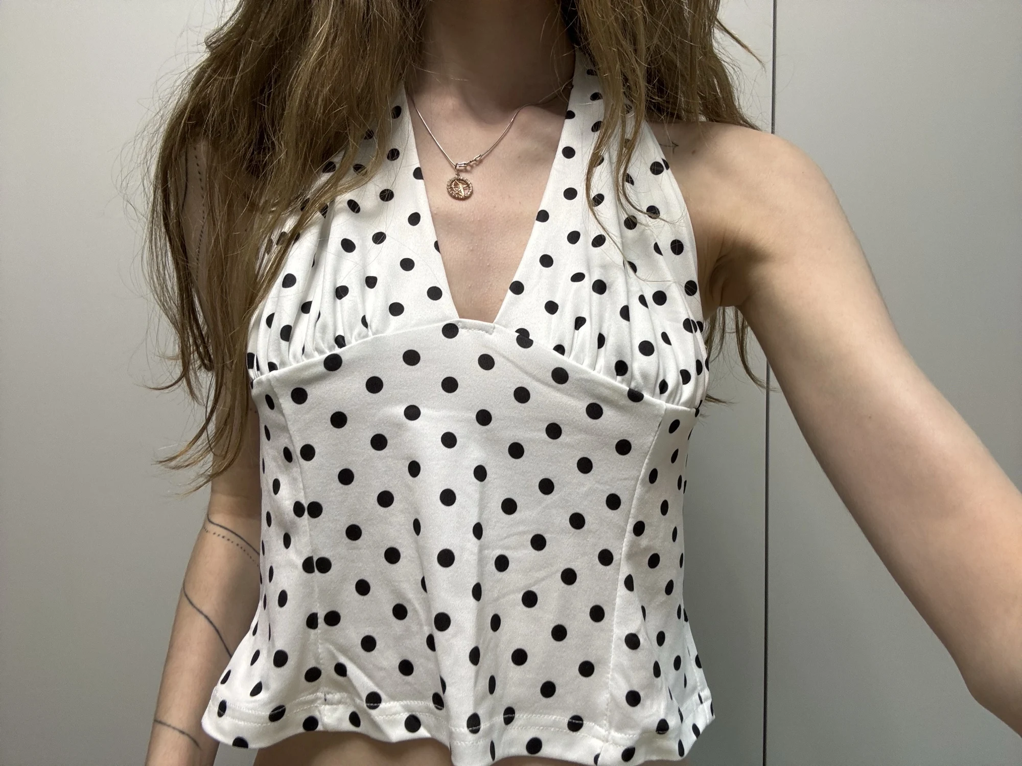 Vintage Polka Dot Halter Midi Set - Backless Summer Outfit photo review