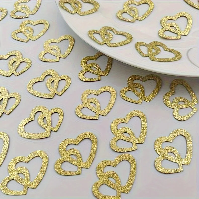 50 Stück Deluxe-Papierkonfetti in Hellgold in Herzform – Fügen Sie romantische Atmosphäre für Hochzeits- und Partydekorationen hinzu, wiederverwendbares Design