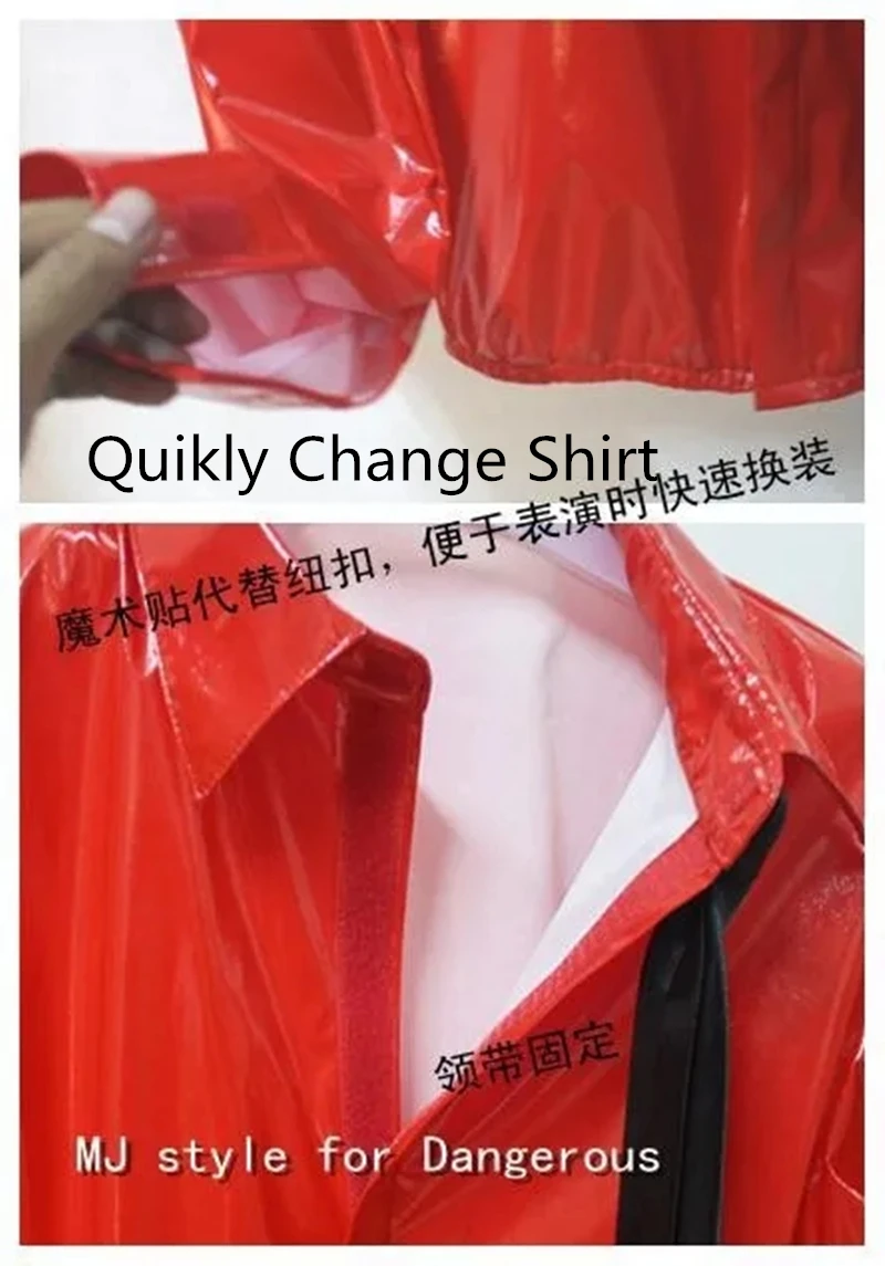Mens Dress Shirt PU Leather Shirt Tie for Dancer Quick Change